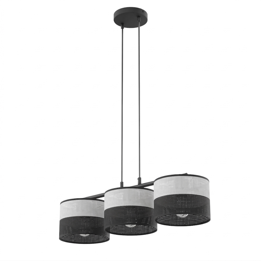 Lustră suspendată pe cablu KARBON 3xE27/15W/230V negru/gri