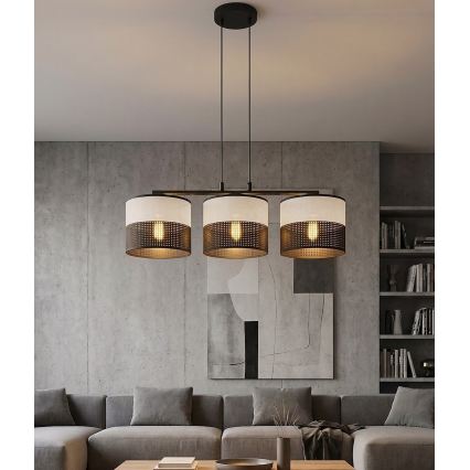 Lustră suspendată pe cablu KARBON 3xE27/15W/230V negru/gri