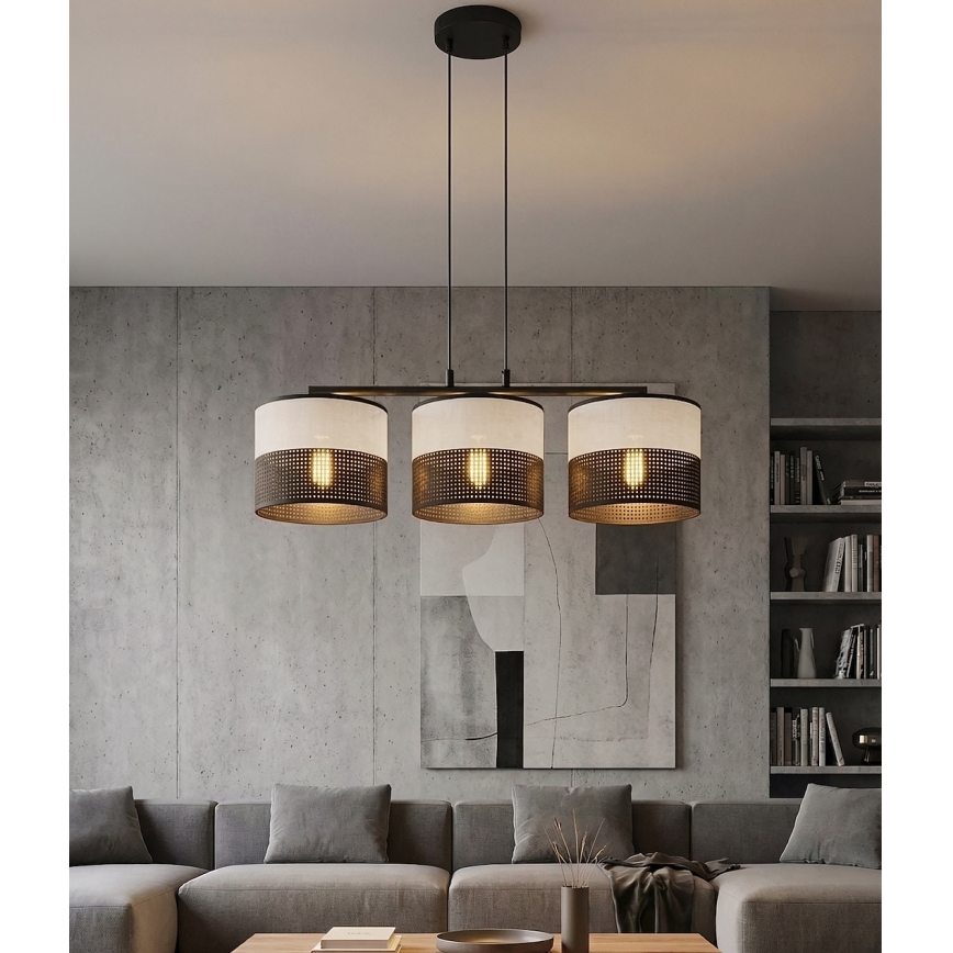 Lustră suspendată pe cablu KARBON 3xE27/15W/230V negru/gri
