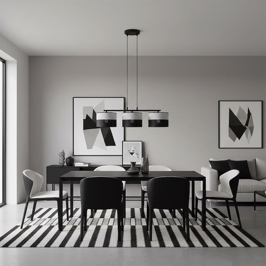 Lustră suspendată pe cablu KARBON 3xE27/15W/230V negru/gri
