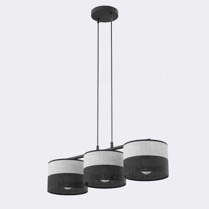 Lustră suspendată pe cablu KARBON 3xE27/15W/230V negru/gri
