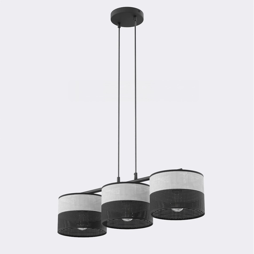 Lustră suspendată pe cablu KARBON 3xE27/15W/230V negru/gri