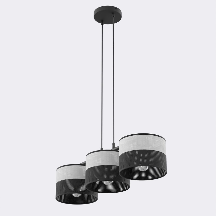 Lustră suspendată pe cablu KARBON 3xE27/15W/230V negru/gri