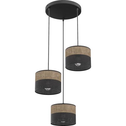 Lustră suspendată pe cablu KARBON 3xE27/15W/230V negru/maro