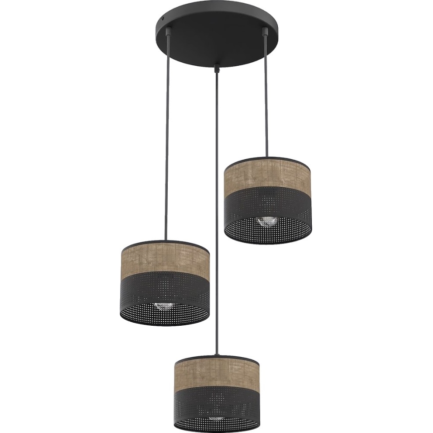 Lustră suspendată pe cablu KARBON 3xE27/15W/230V negru/maro