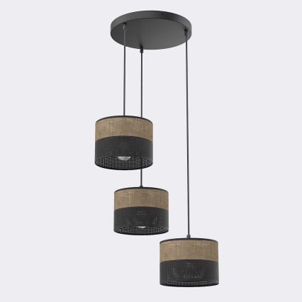 Lustră suspendată pe cablu KARBON 3xE27/15W/230V negru/maro