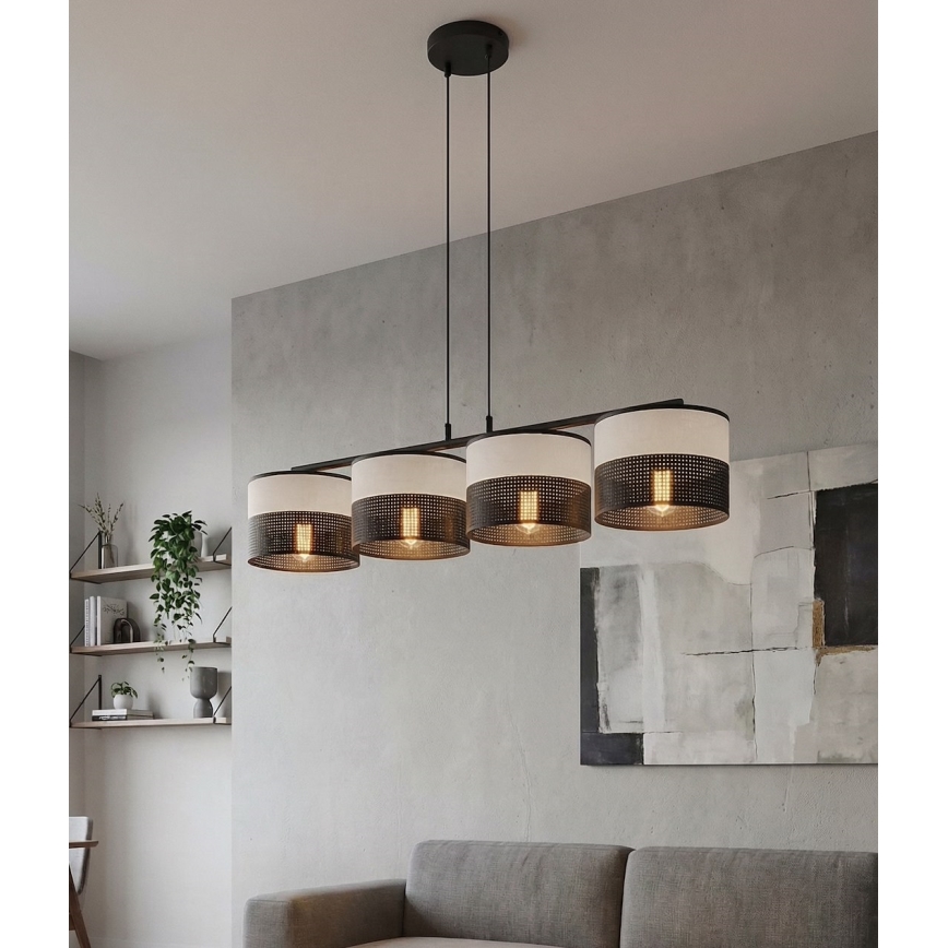Lustră suspendată pe cablu KARBON 4xE27/15W/230V neagră/gri