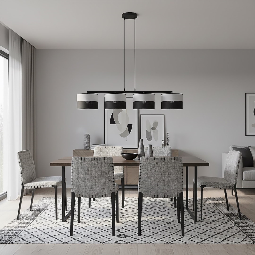 Lustră suspendată pe cablu KARBON 4xE27/15W/230V neagră/gri