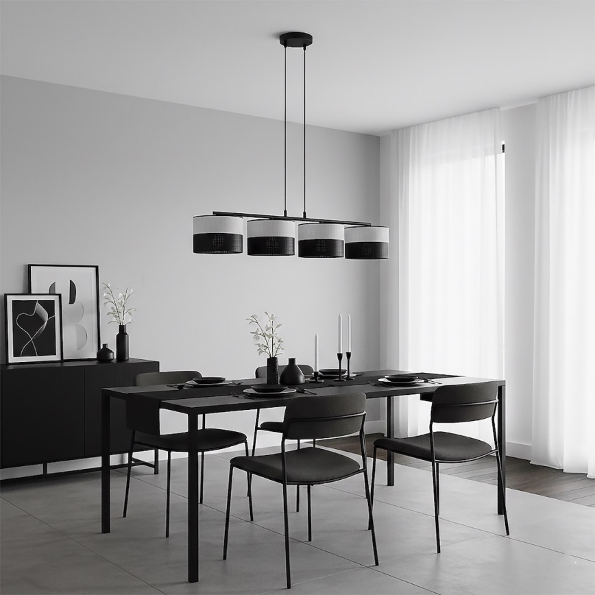 Lustră suspendată pe cablu KARBON 4xE27/15W/230V neagră/gri