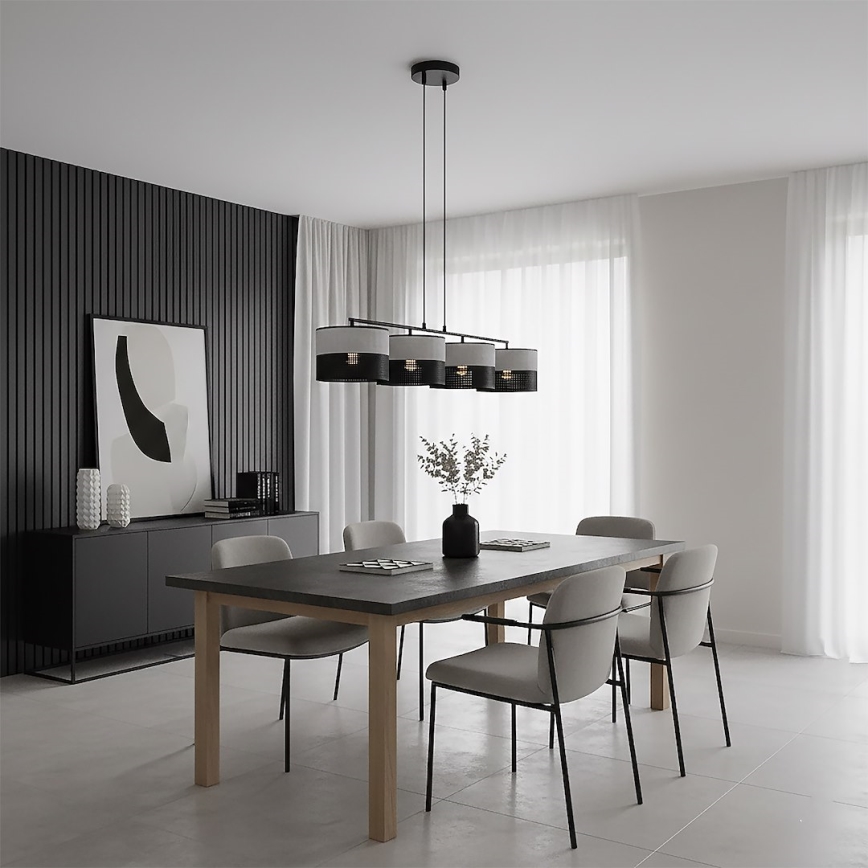 Lustră suspendată pe cablu KARBON 4xE27/15W/230V neagră/gri