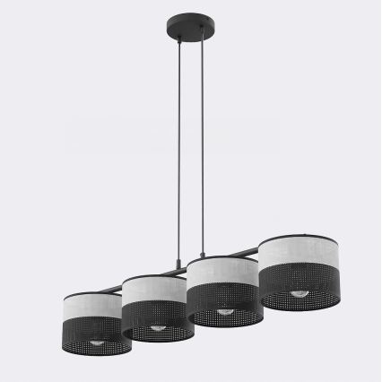 Lustră suspendată pe cablu KARBON 4xE27/15W/230V neagră/gri