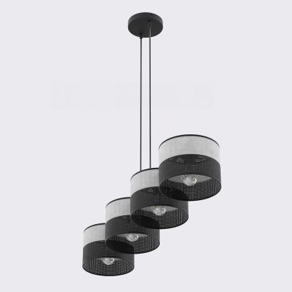 Lustră suspendată pe cablu KARBON 4xE27/15W/230V neagră/gri