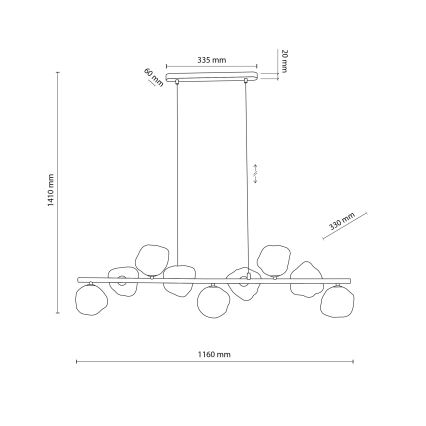 Lustră suspendată pe cablu LAVA, 9x G9, 8W, 230V, bej/fumuriu bej