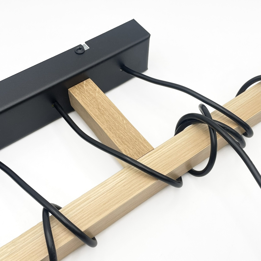 Lustră suspendată pe cablu LEANDRA, 5x E27, 15W, 230V, stejar/negru