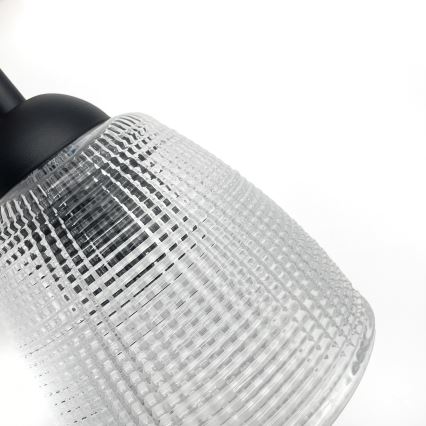 Lustră suspendată pe cablu LEANDRA, 5x E27, 15W, 230V, stejar/negru