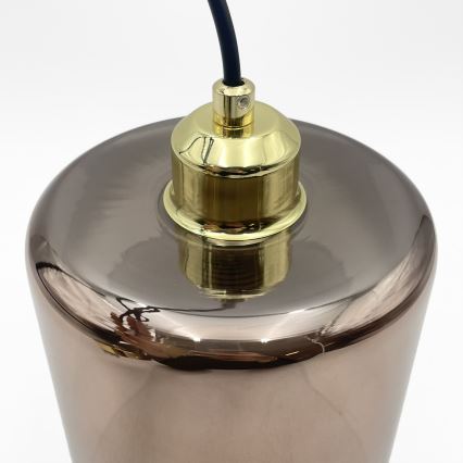 Lustră suspendată pe cablu LIAH 1xE27/15W/230V auriu/maro fumuriu