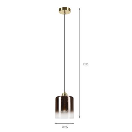 Lustră suspendată pe cablu LIAH 1xE27/15W/230V auriu/maro fumuriu