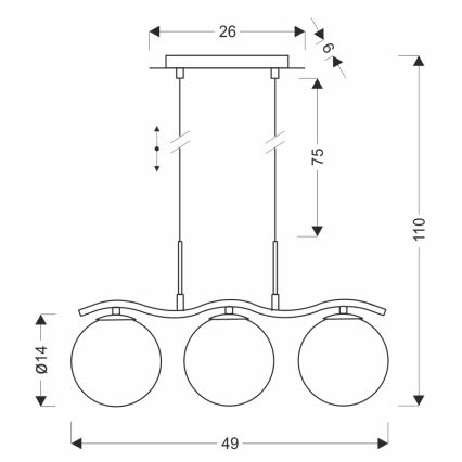 Lustră suspendată pe cablu LUMOS 3xG9/20W/230V negru fumuriu