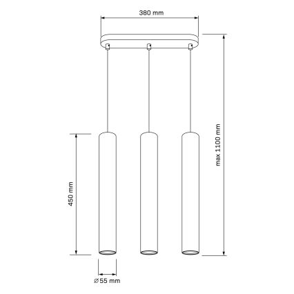 Lustră suspendată pe cablu LUNGOMARE, 3x GU10, 10W, 230V, crom mat