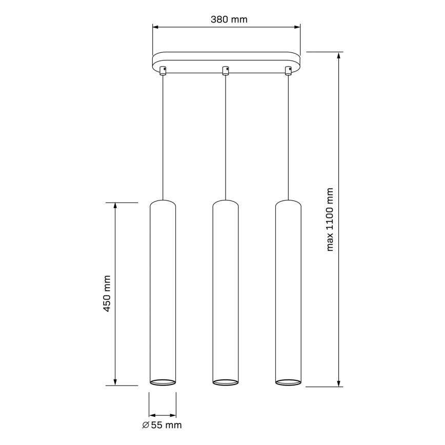 Lustră suspendată pe cablu LUNGOMARE, 3x GU10, 10W, 230V, crom mat