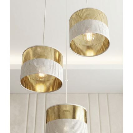 Lustră suspendată pe cablu LUX 3xE27/15W/230V alb/auriu