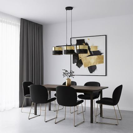 Lustră suspendată pe cablu LUX 3xE27/15W/230V negru/auriu