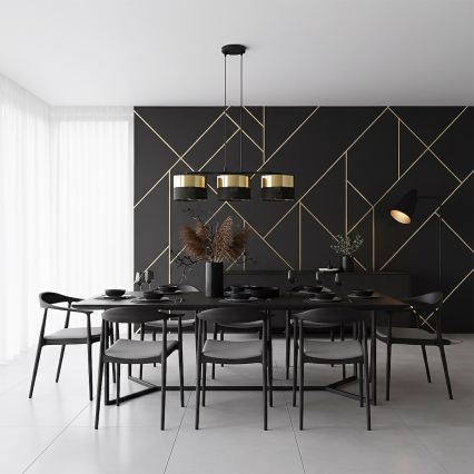 Lustră suspendată pe cablu LUX 3xE27/15W/230V negru/auriu