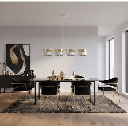 Lustră suspendată pe cablu LUX, 4x E27, 15W, 230V, alb/auriu
