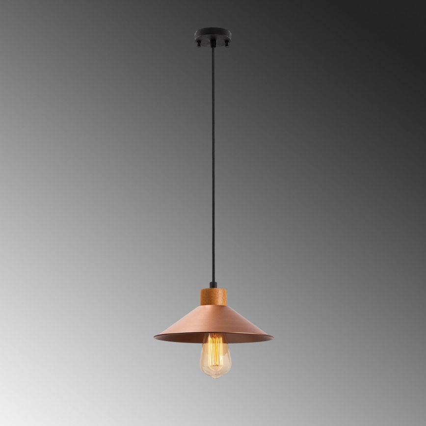 Lustră suspendată pe cablu MANAVGAT 1xE27/40W/230V cupru/maro