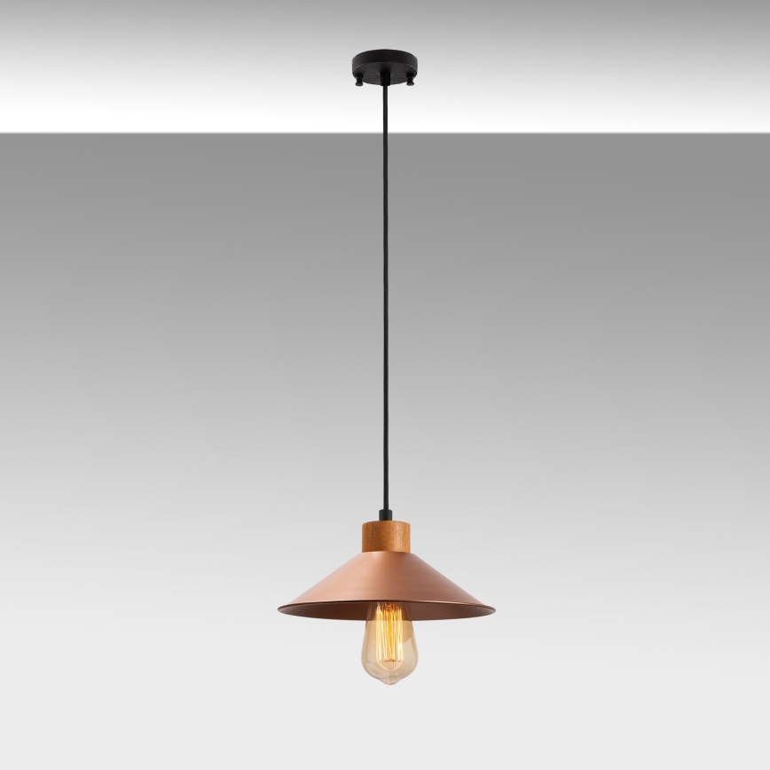 Lustră suspendată pe cablu MANAVGAT 1xE27/40W/230V cupru/maro