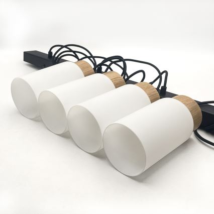 Lustră suspendată pe cablu MARKUS, 4 x E27, 15W, 230V, negru/stejar