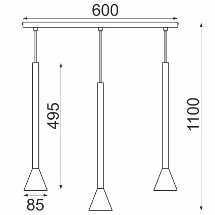 Lustră suspendată pe cablu MAZZO, 3x GU10/8W/230V, negru
