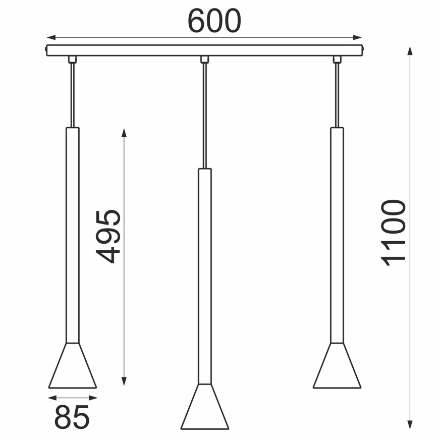 Lustră suspendată pe cablu MAZZO, 3x GU10/8W/230V, negru