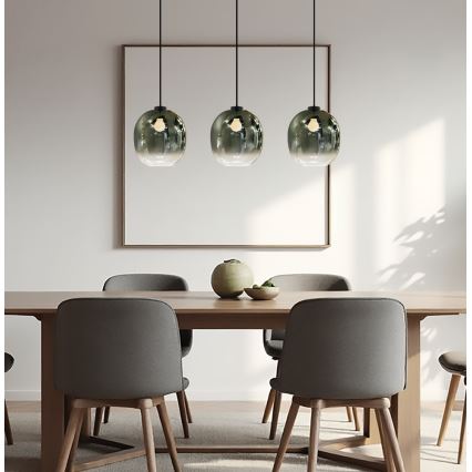 Lustră suspendată pe cablu MIRROR 3xE27/14W/230V negru fumuriu