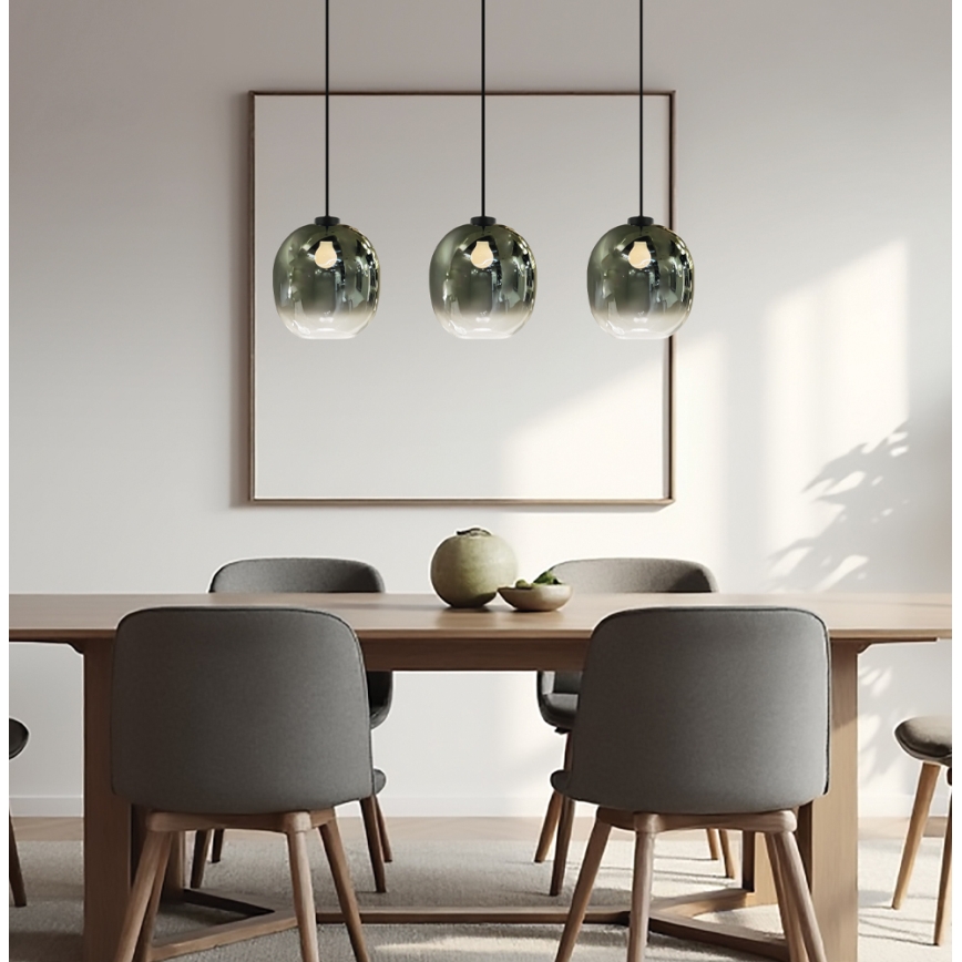 Lustră suspendată pe cablu MIRROR 3xE27/14W/230V negru fumuriu