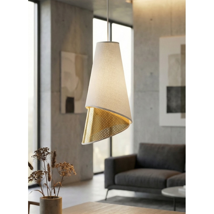 Lustră suspendată pe cablu MODA 1xE27/15W/230V alb/auriu