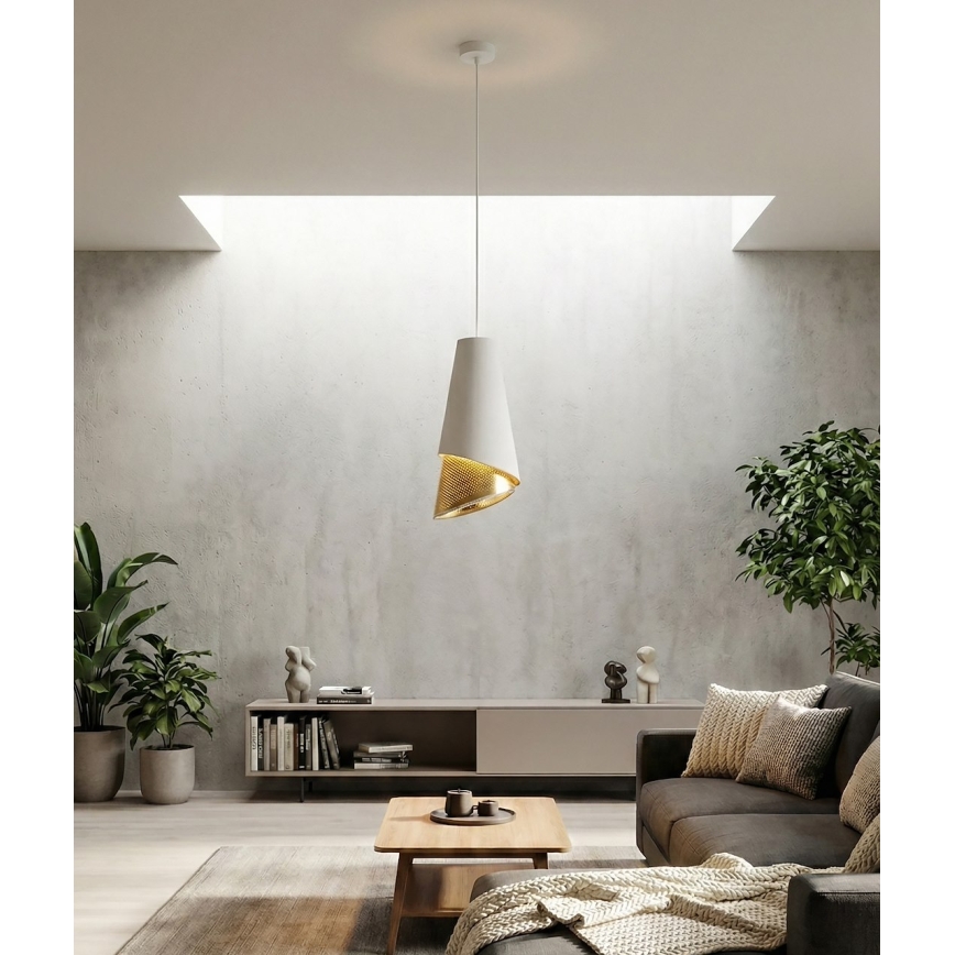 Lustră suspendată pe cablu MODA 1xE27/15W/230V alb/auriu
