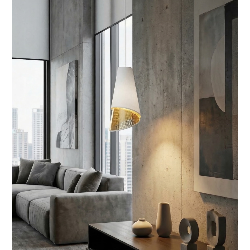 Lustră suspendată pe cablu MODA 1xE27/15W/230V alb/auriu