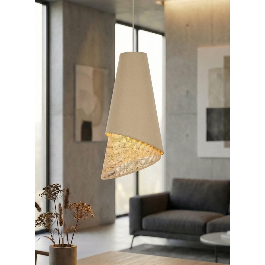 Lustră suspendată pe cablu MODA 1xE27/15W/230V bej/ratan