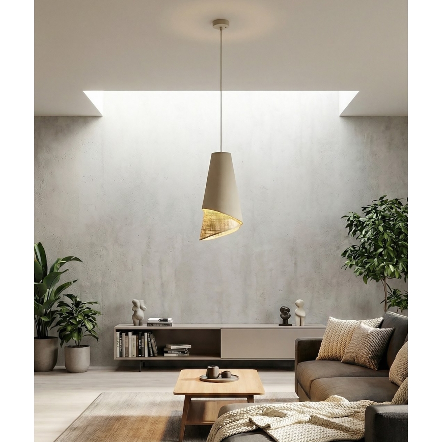 Lustră suspendată pe cablu MODA 1xE27/15W/230V bej/ratan