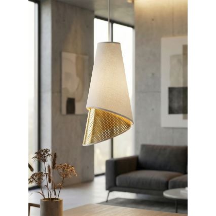 Lustră suspendată pe cablu MODA, 3x E27/15W/230V, alb/auriu