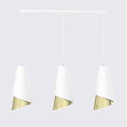 Lustră suspendată pe cablu MODA, 3x E27/15W/230V, alb/auriu