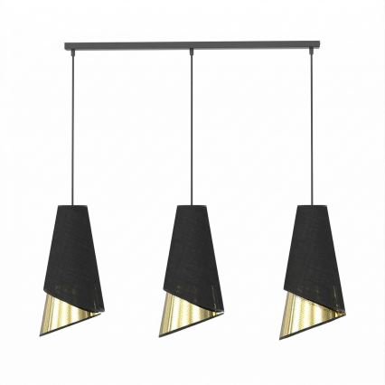 Lustră suspendată pe cablu MODA 3x E27, 15W, 230V, negru/auriu