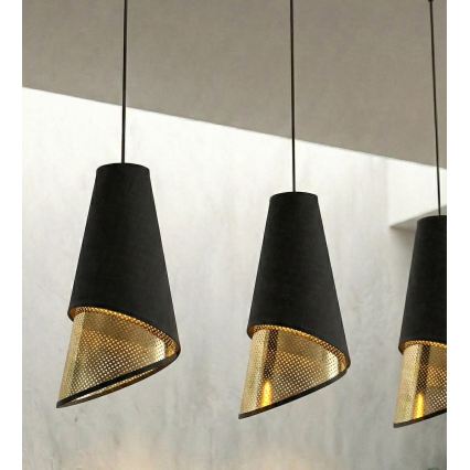 Lustră suspendată pe cablu MODA 3x E27, 15W, 230V, negru/auriu