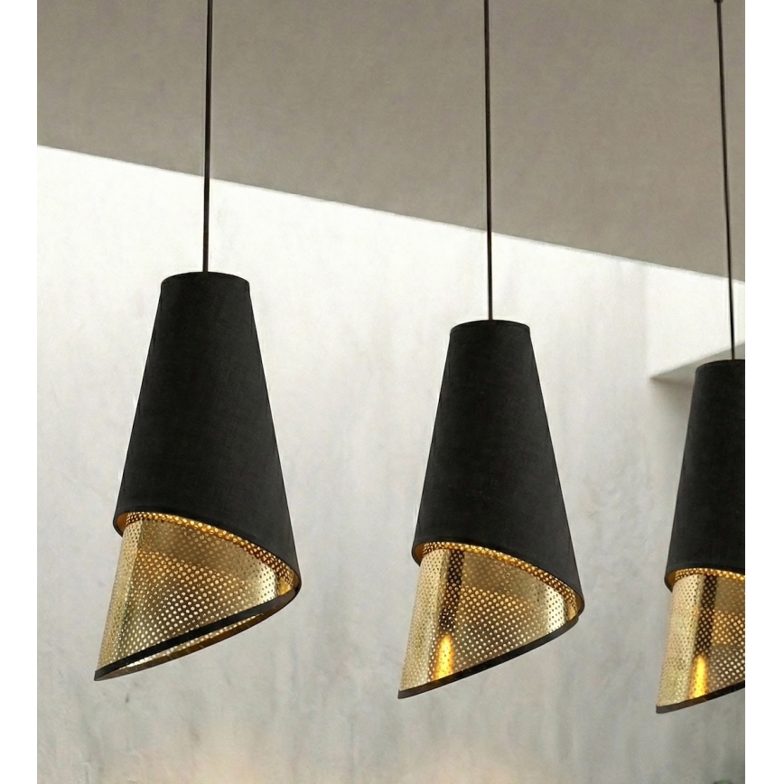 Lustră suspendată pe cablu MODA 3x E27, 15W, 230V, negru/auriu