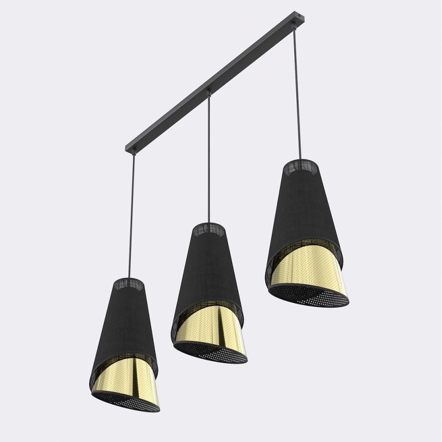 Lustră suspendată pe cablu MODA 3x E27, 15W, 230V, negru/auriu