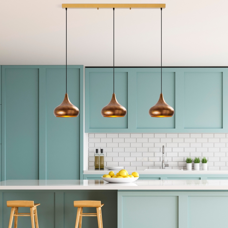 Lustră suspendată pe cablu MUBA 3xE27/40W/230V, finisaj cupru