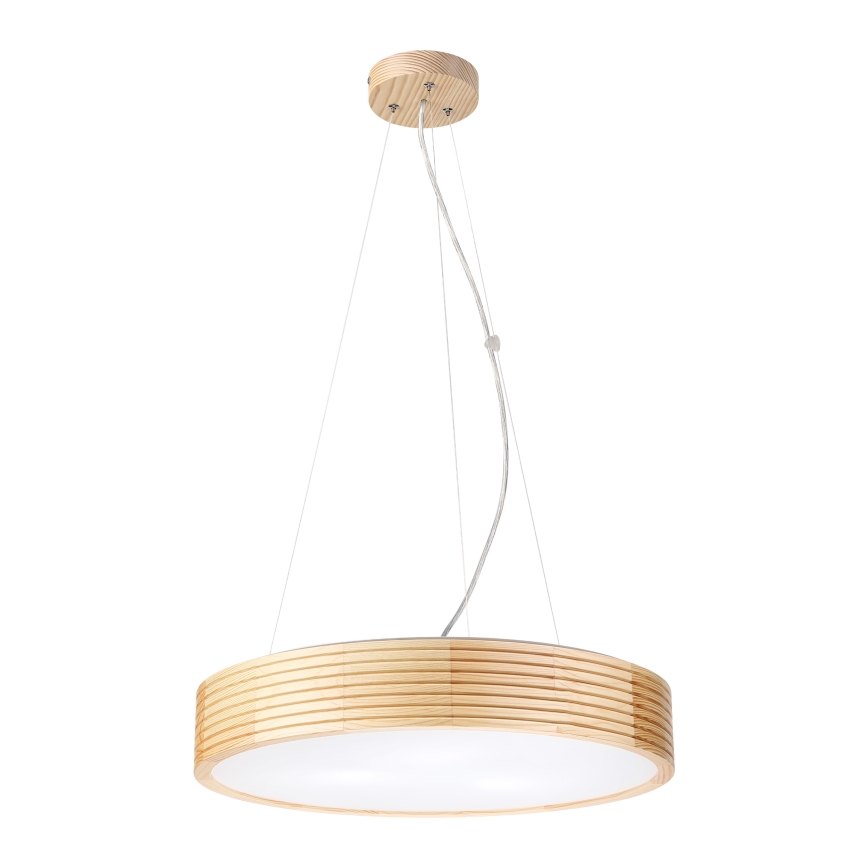 Lustră suspendată pe cablu NATURAL MODERN, 3xE27/15W/230V, Ø 47,5 cm, lemn de pin