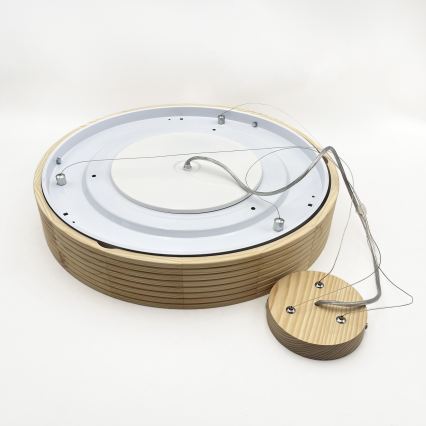 Lustră suspendată pe cablu NATURAL MODERN, 3xE27/15W/230V, Ø 47,5 cm, lemn de pin