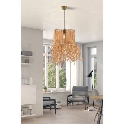 Lustră suspendată pe cablu NESS 1xE27/40W/230V, din rafie